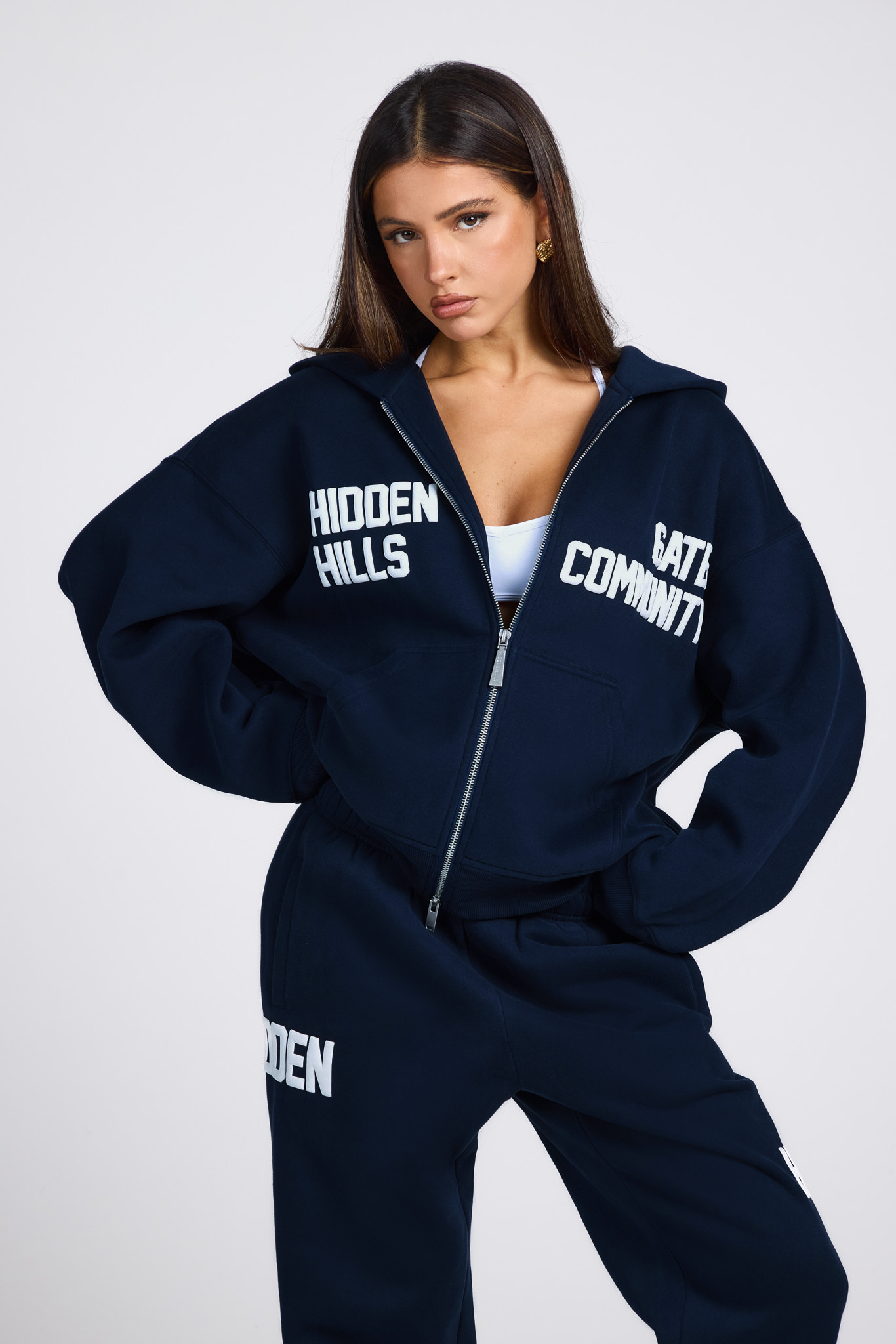 GATED COMMUNITY ZIP HOODIE NAVY