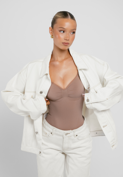 LOGO STITCH DENIM JACKET OFF WHITE