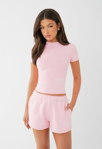 LABEL SHORTS LIGHT PINK