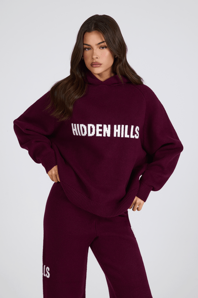 KNIT HOODIE DARK PLUM