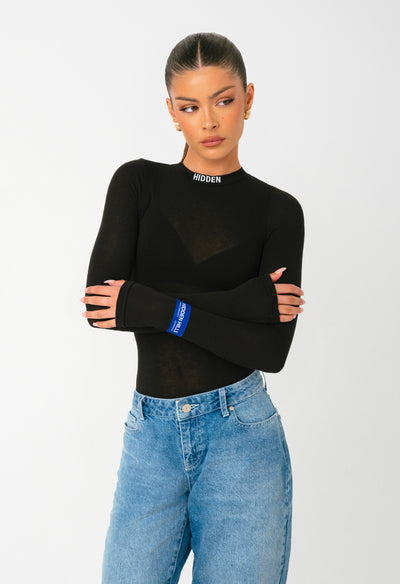 BLUE LABEL SHEER BODYSUIT BLACK