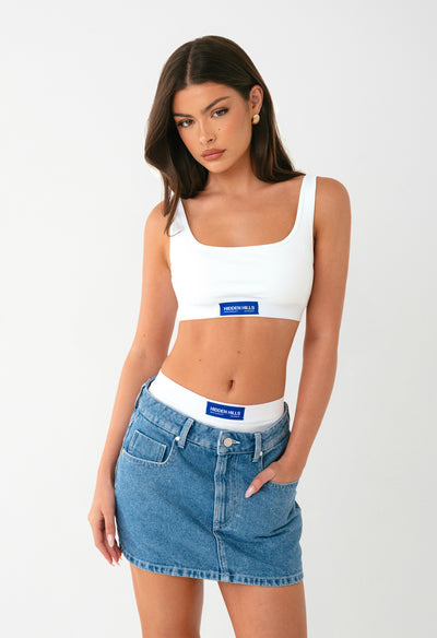 LABEL BRA TOP WHITE