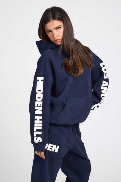 SLEEVE LOGO HOODIE NAVY