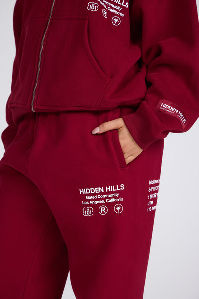 LABEL PANTALON DE SURVÊTEMENT DROIT BORDEAUX