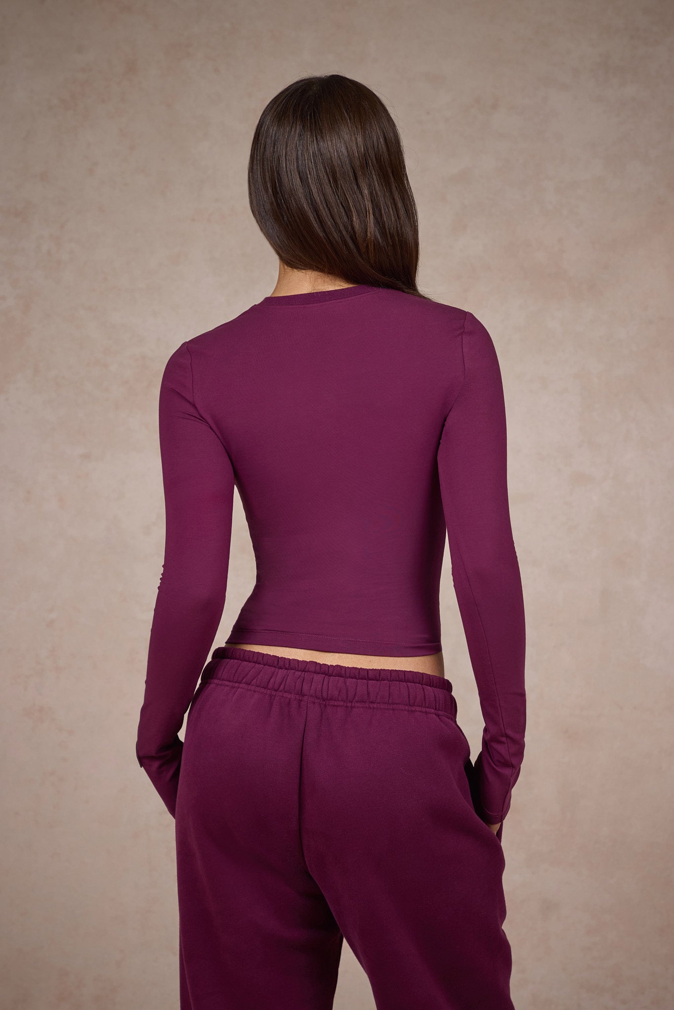BASICS LONGLEEVE TOP DARK PLUM