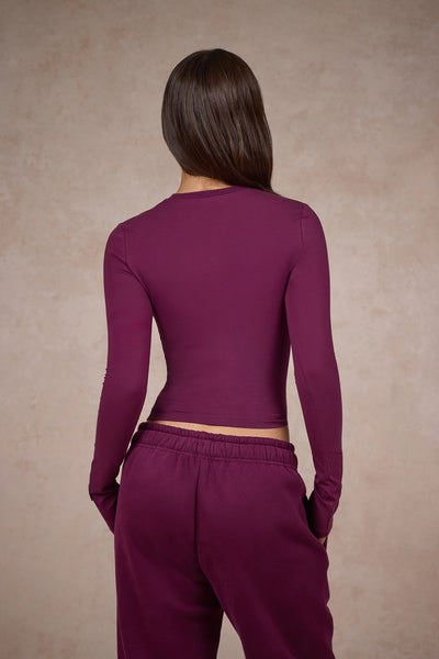 BASICS LONGLEEVE TOP DARK PLUM