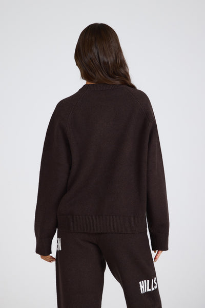 PULL EN TRICOT MARRON FONCÉ