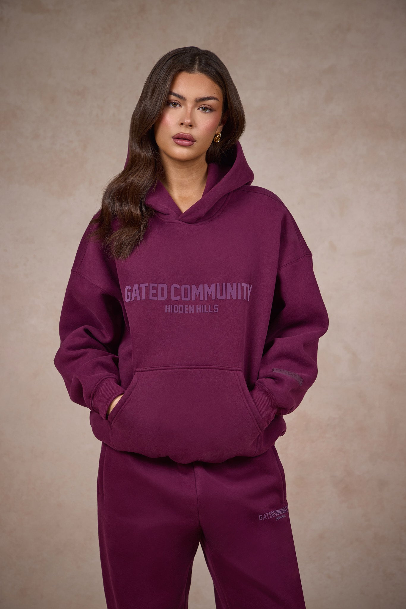 BASICS HOODIE DARK PLUM