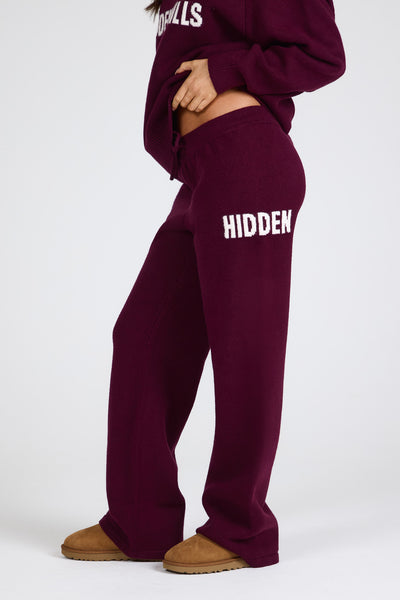 PANTALON DE SURVÊTEMENT EN TRICOT PRUNE FONCÉ