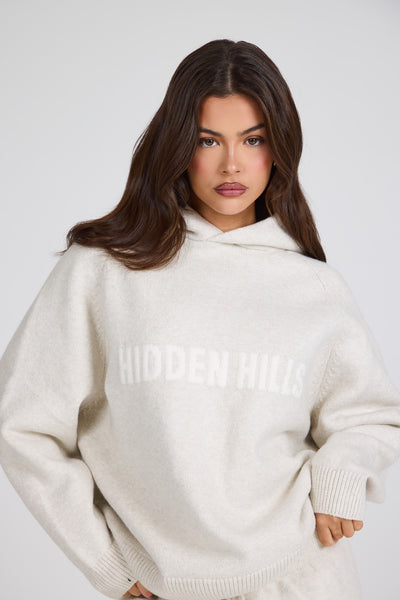 SWEAT À CAPUCHE EN TRICOT BEIGE