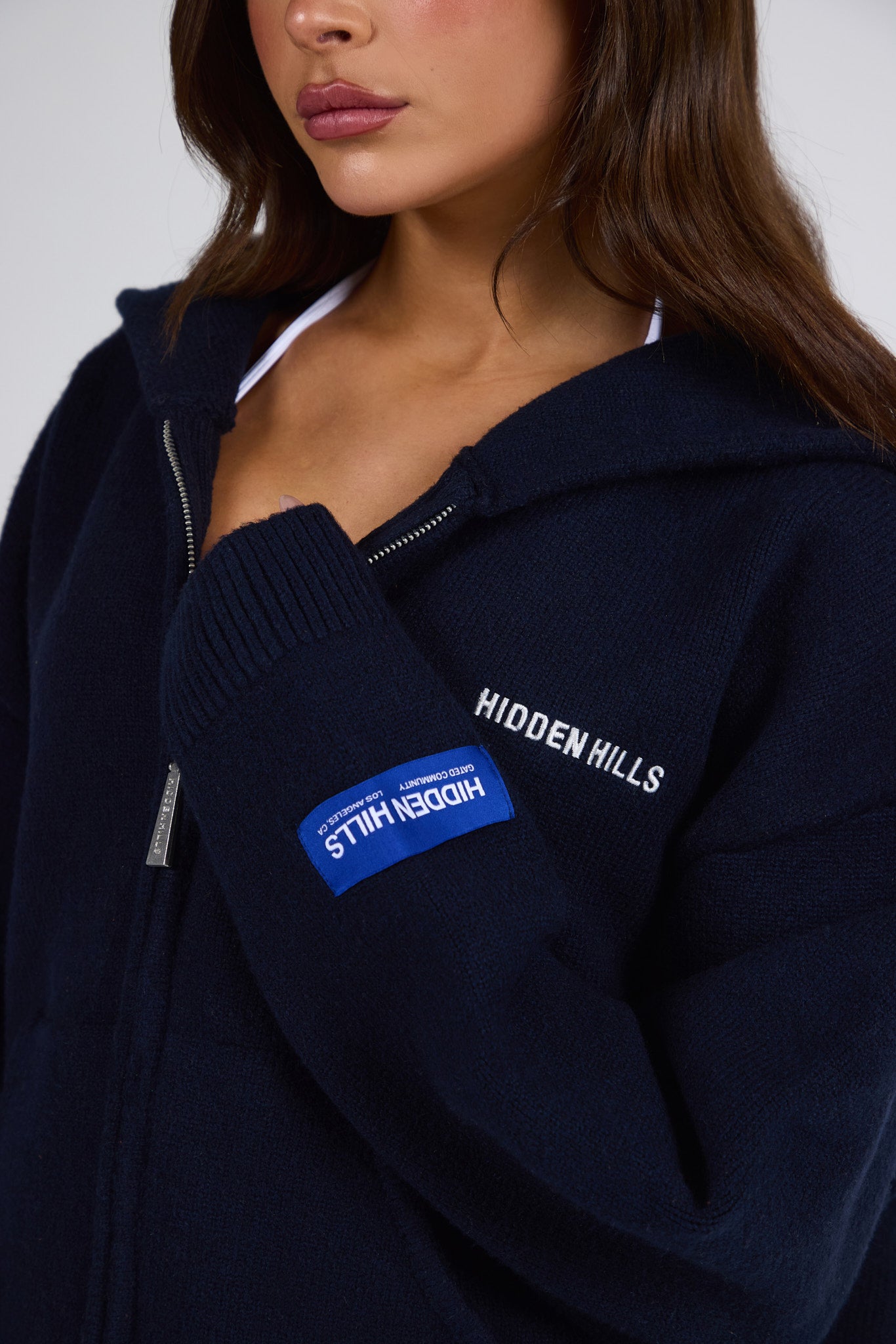 KNIT LABEL ZIP HOODIE NAVY