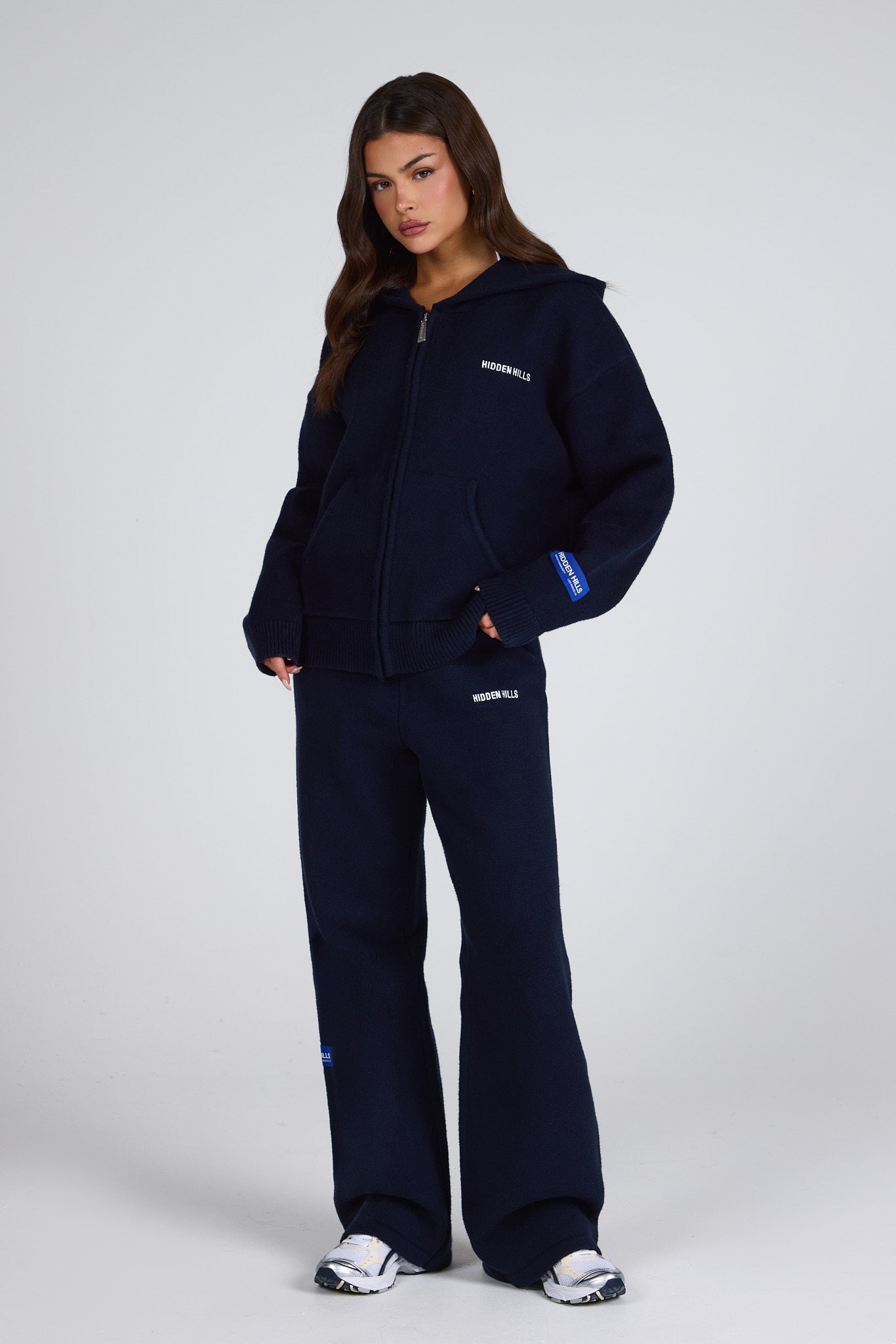 KNIT LABEL ZIP HOODIE NAVY