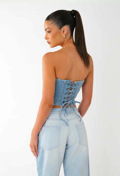 CORSET EN DENIM RETRAVAILLÉ