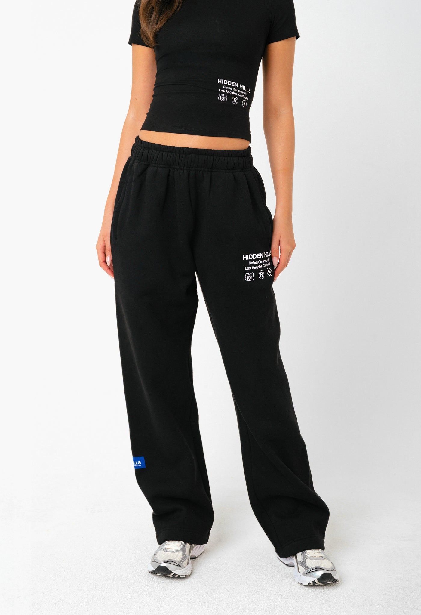 LABEL PANTALON DE SURVÊTEMENT À JAMBE DROITE NOIR