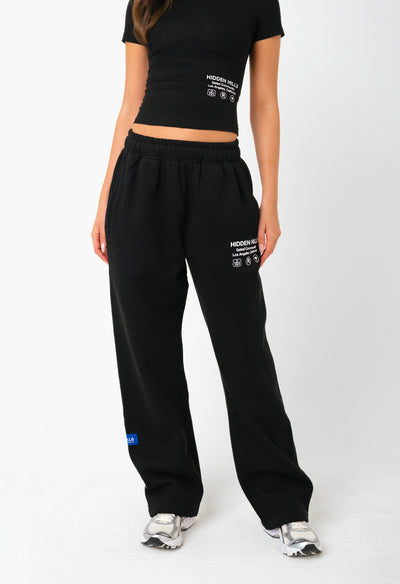 LABEL PANTALON DE SURVÊTEMENT À JAMBE DROITE NOIR